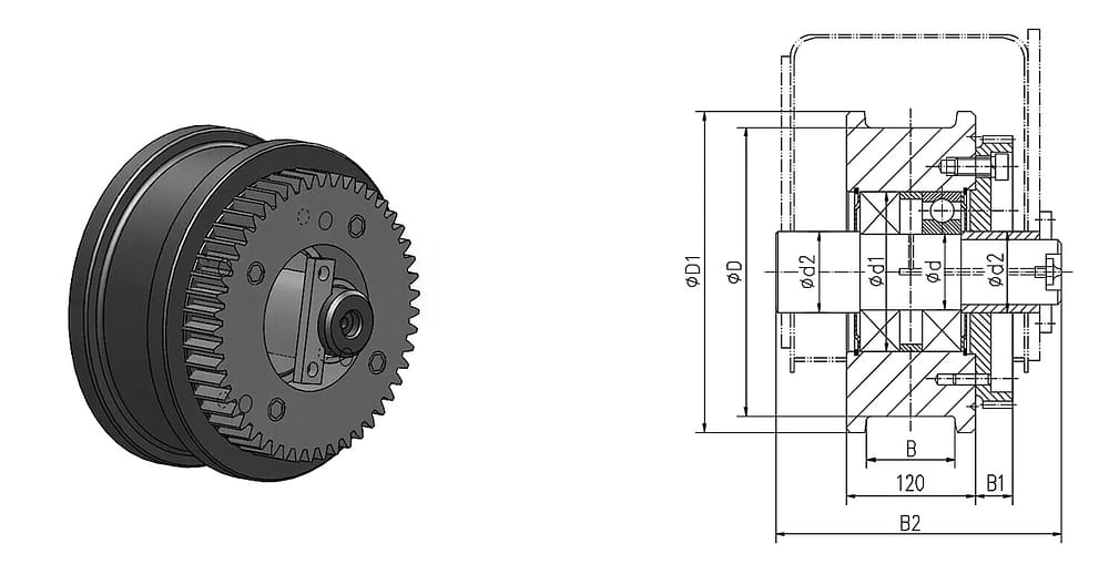 LD crane wheel assembly