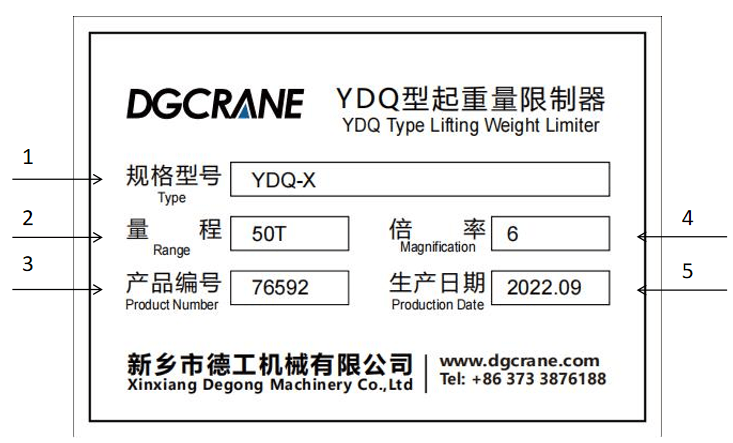 Crane Load Limiter Nameplate