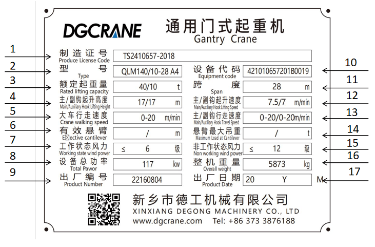 Jenerali Gantry Crane Nameplate