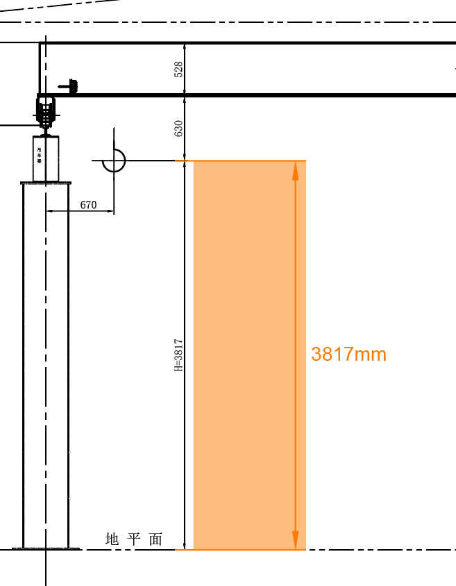 La hauteur de levage du pont roulant monopoutre FEM est de 3817 mm