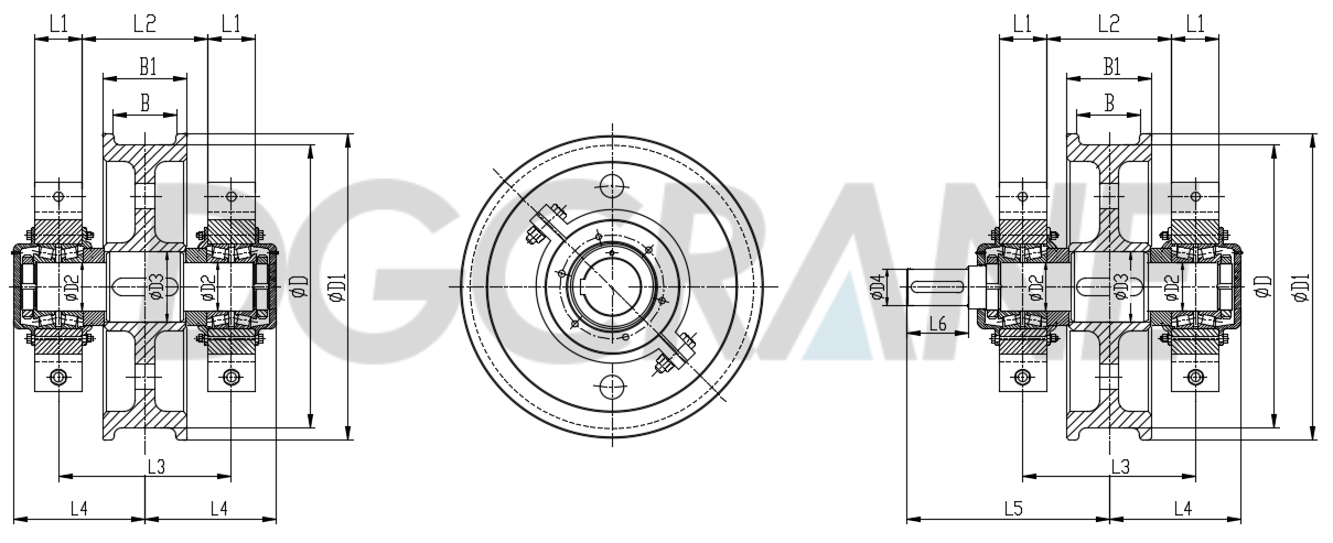 45°split bearing box type crane wheel assembly parameters