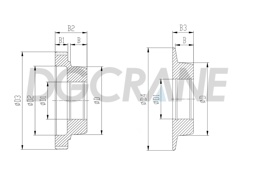 Hoist Trolley Wheel Sets conical tread parameter