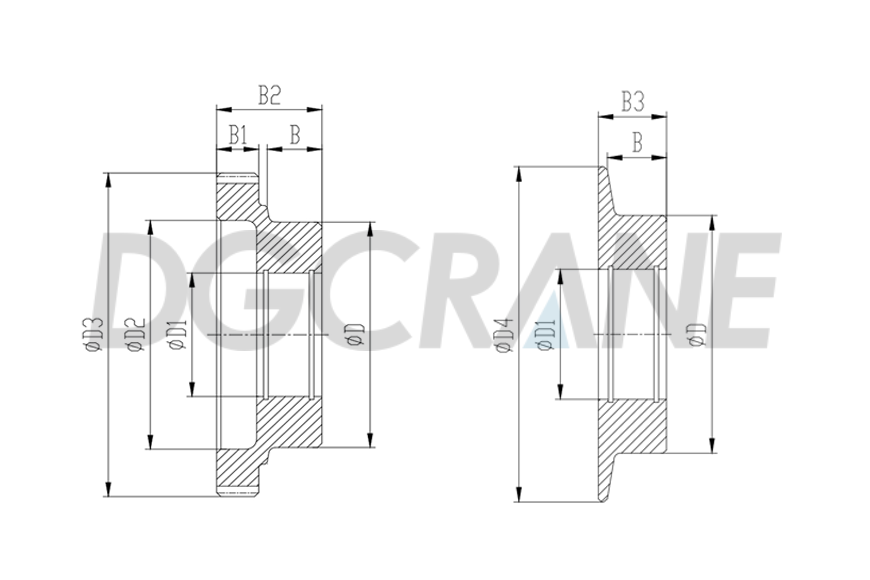 Hoist Trolley Wheel Sets cylindrical tread parameter