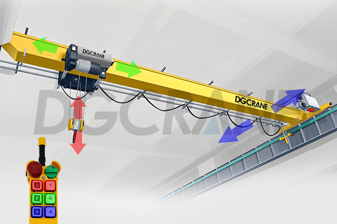 pushbutton wireless remote control for single girder overhead crane